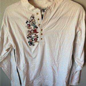 Disney White Long Sleeve Shirt with Character Embroidery
